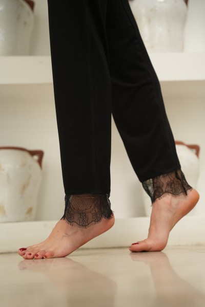 Pyjama femme 2 pièces en coton-viscose et dentelle