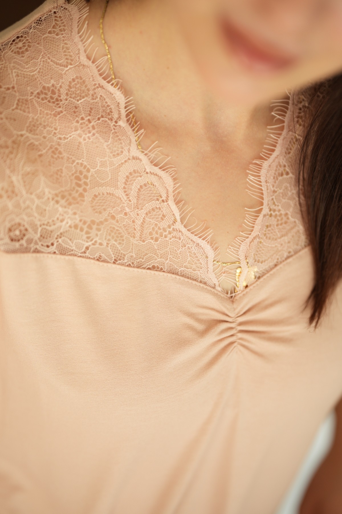 Pyjama femme 2 pièces en coton-viscose et dentelle