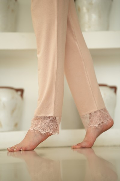 Pyjama femme 2 pièces en coton-viscose et dentelle