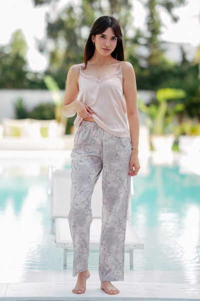 Pyjama femme 4 pièces en satin de soie