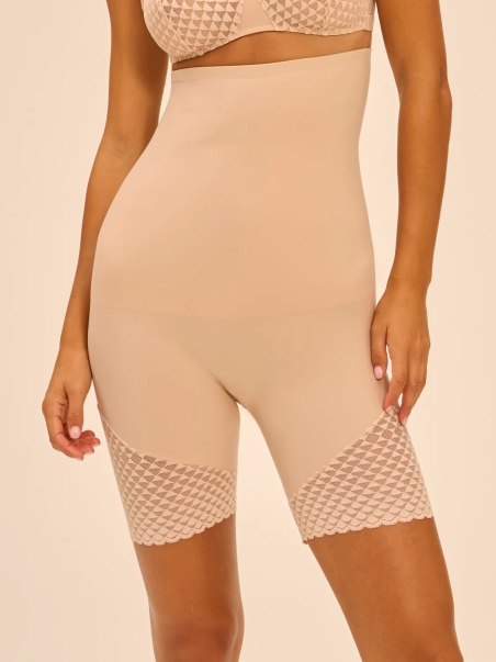 Panty gainate SUBTILE maille et dentelle française chair