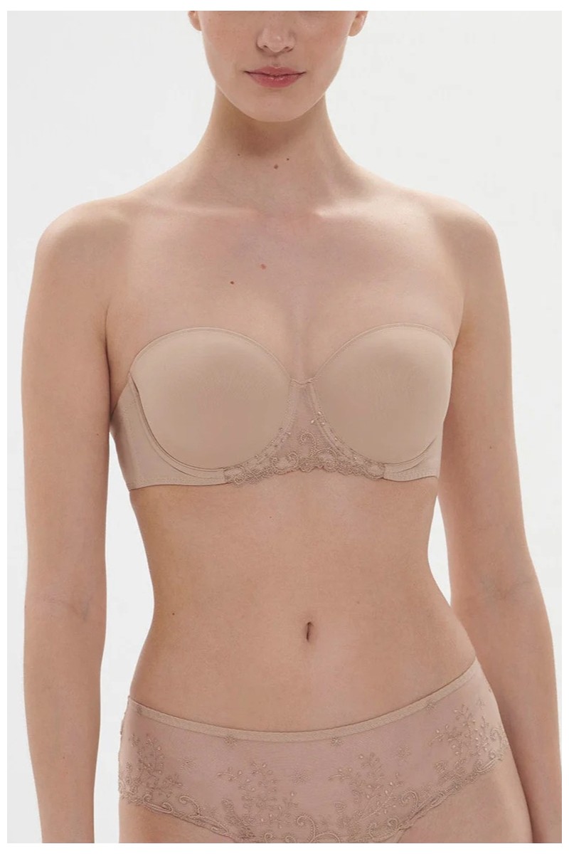 Soutien-gorge bandeau 1 pièce - délice chair - broderie guipure