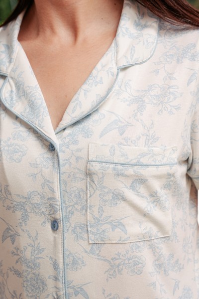 Pyjama femme 2 pièces – Chemise boutonnée et short