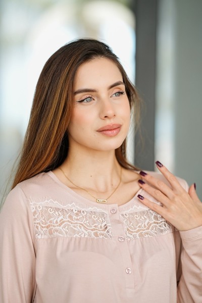 Haut pyjama maternité nude avec dentelle – mode femme enceinte Glossy Envy