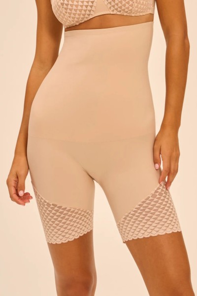 Panty gainate SUBTILE maille et dentelle française chair
