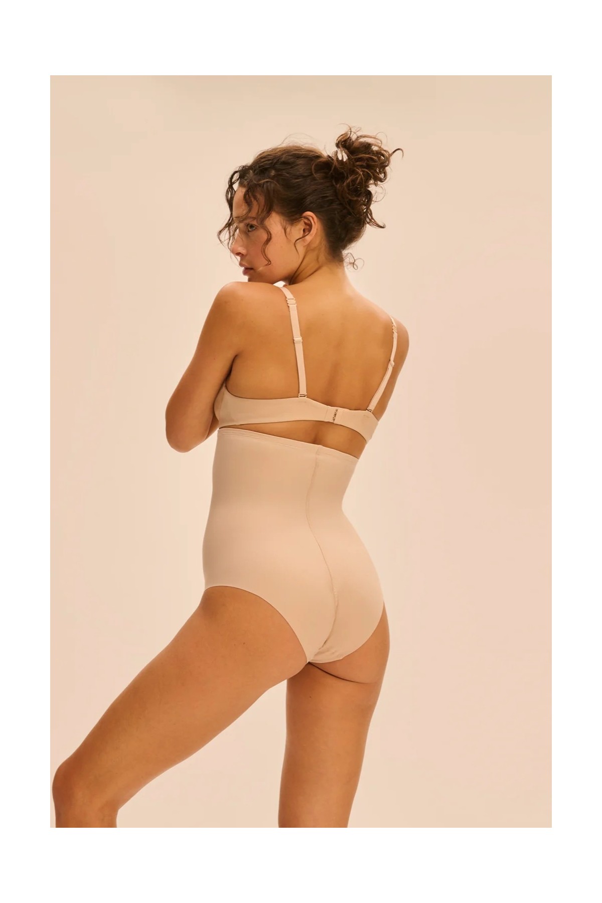 Culotte haute gainante 1 pièce nude - polyamide elasthanne coton