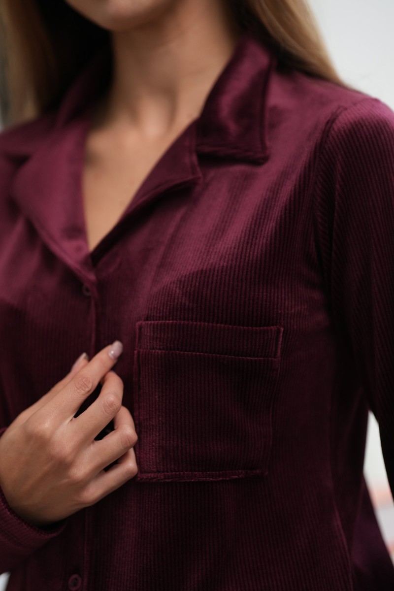 Ensemble pyjama femme velours rayé | Homewear chic – Glossy Envy Tunisie