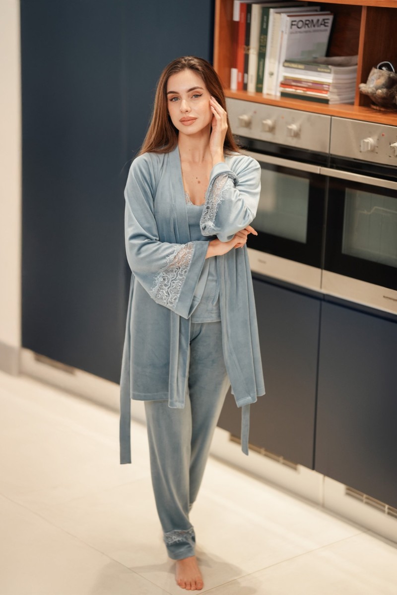 Ensemble pyjama 3 pièces velours femme
