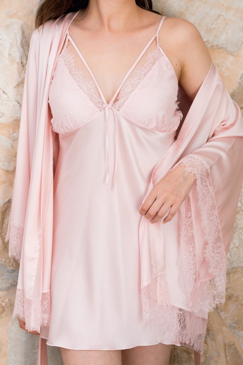 Coffret pyjama 5 pièces femme satin dentelle – Lingerie chic mariage | Glossy Envy